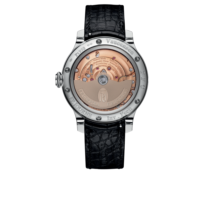 Production F.P.Journe FFC caseback with F.F. Coppola and F.P.Journe engraving